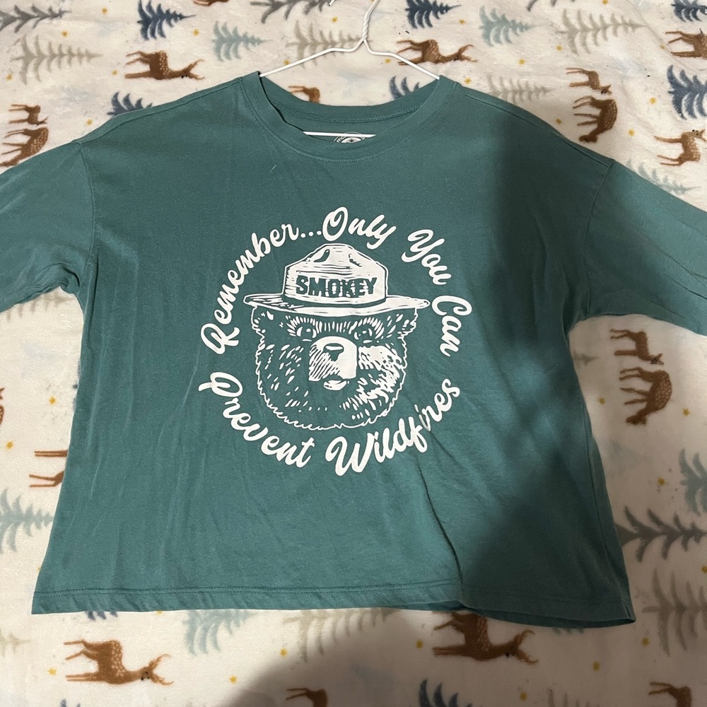 Smokey Bear Forest Green Long Sleeve Kids Tee